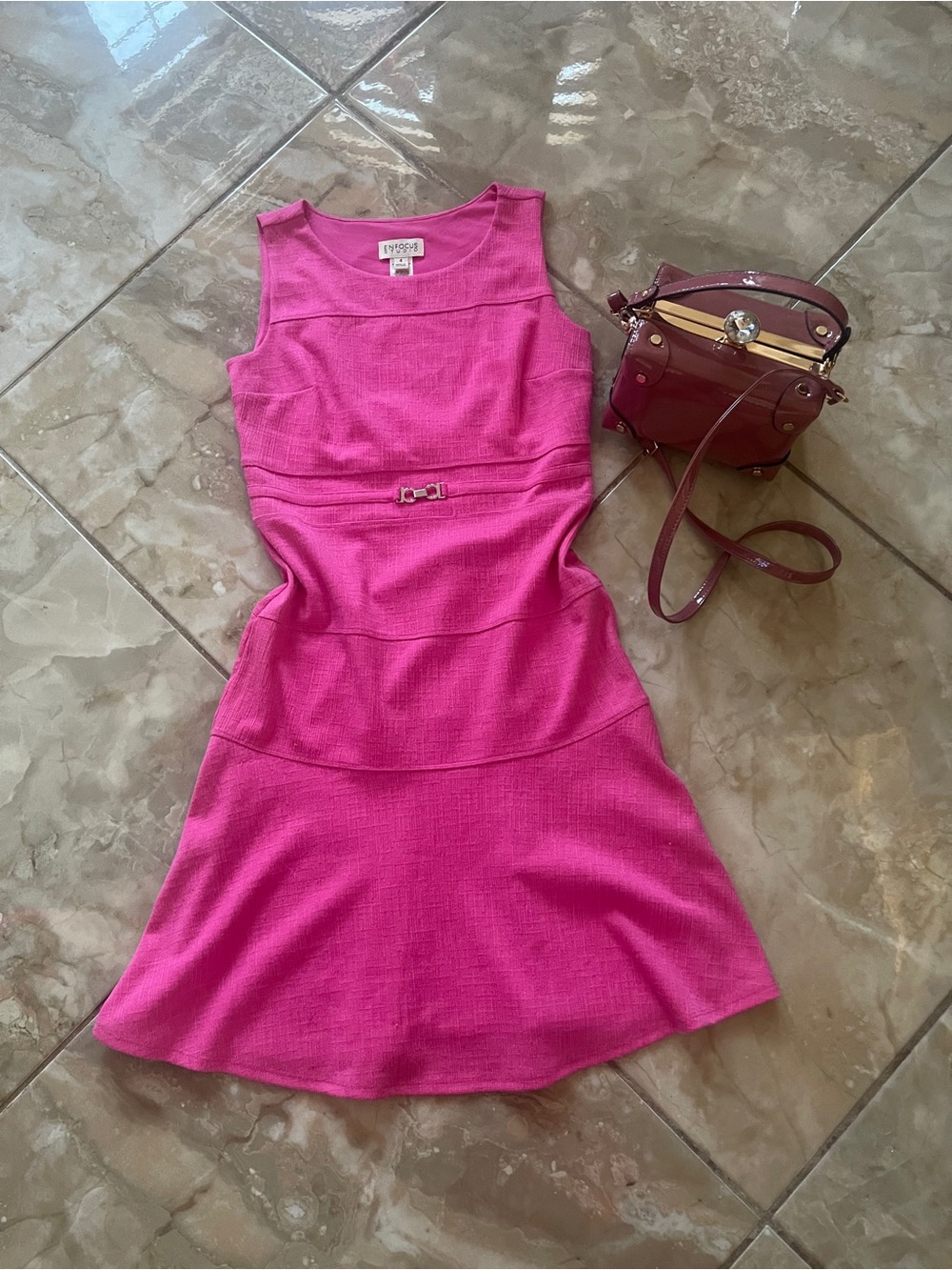 Enfocus Studio Hot Pink Sleeveless Fit-and-Flare Mini Dress